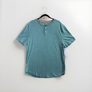 Threads 4 Thought Sustainable Henley T-Shirt Green Short Sleeve Eco Friendly NWT